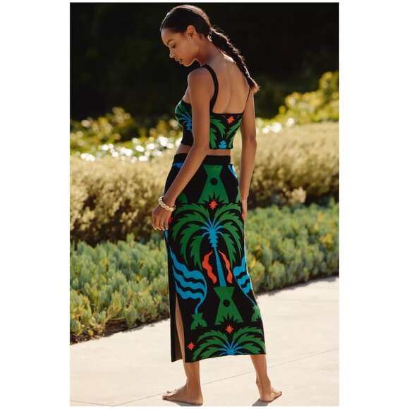 Tigre Indigo x Celandine | Crop Square-Neck Top & Midi Skirt Set | NWT - Picture 2 of 6